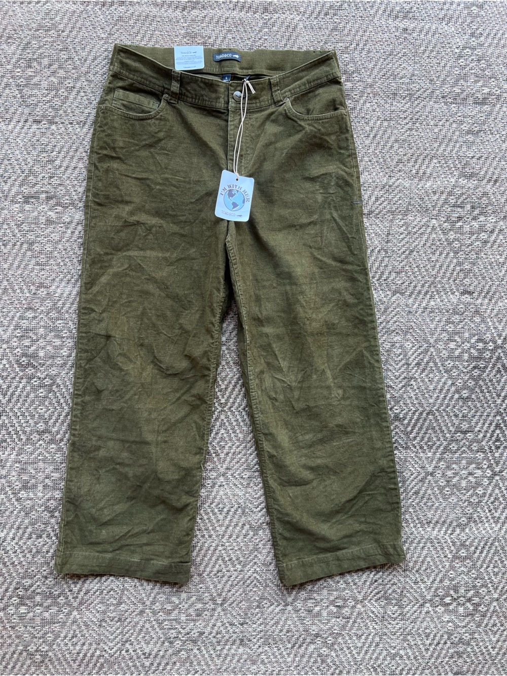 Toad&Co Karuna Cord Wide Leg Pants 6 NWT Olive Green Corduroy